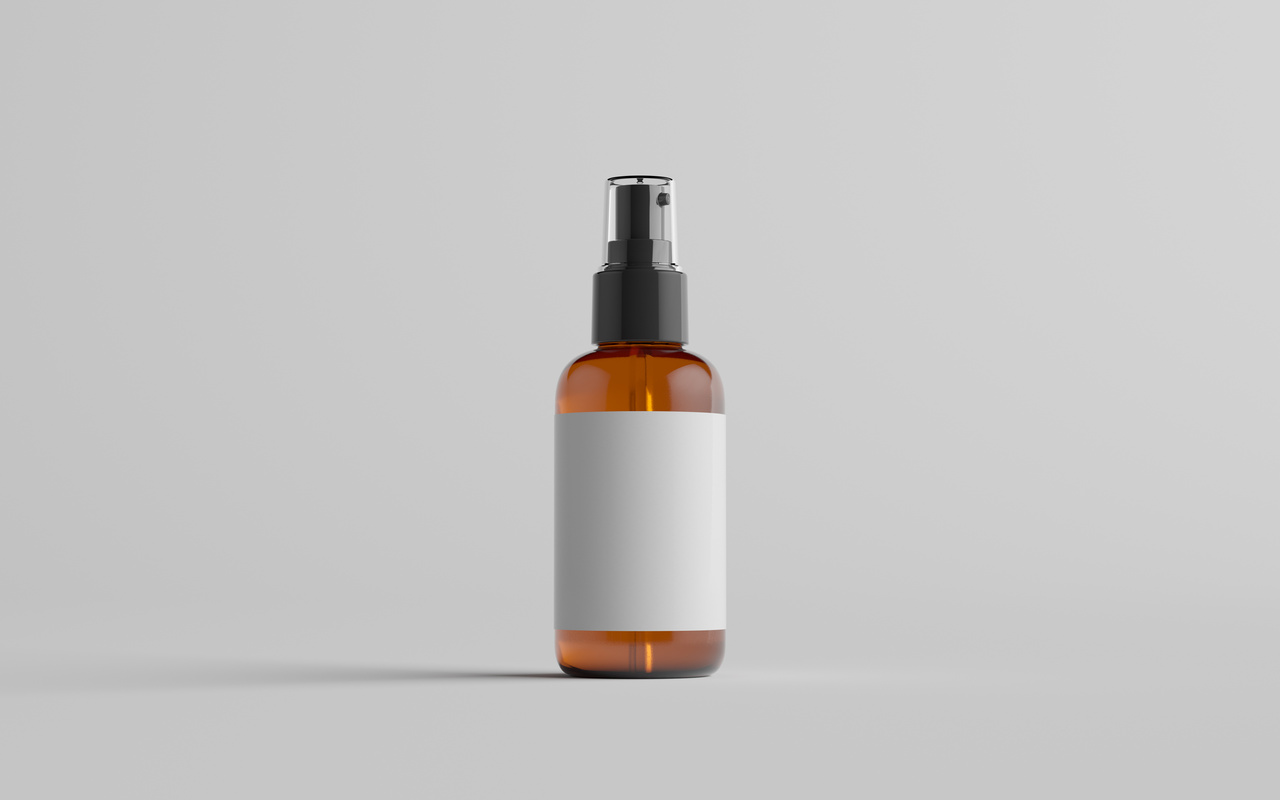 Amber Spray Bottle Mockup - One Bottle. Blank Label